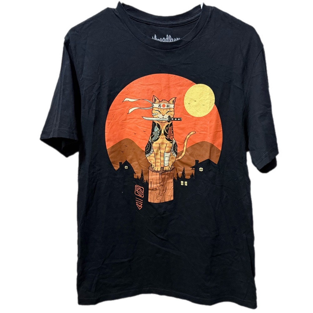 Threadless Samurai Cat Graphic T-Shirt